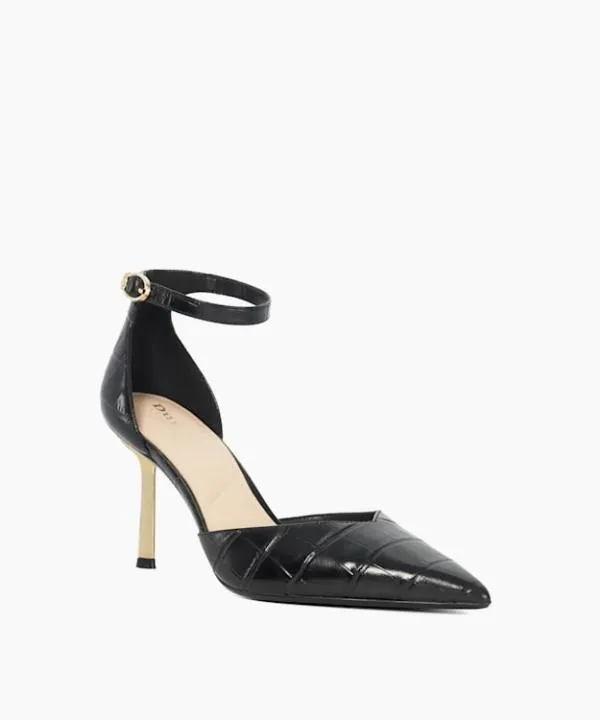 Dune London Heels Colly Black Ankle Strap Emerald Heel Court Shoes Dune London Black 8211 Women