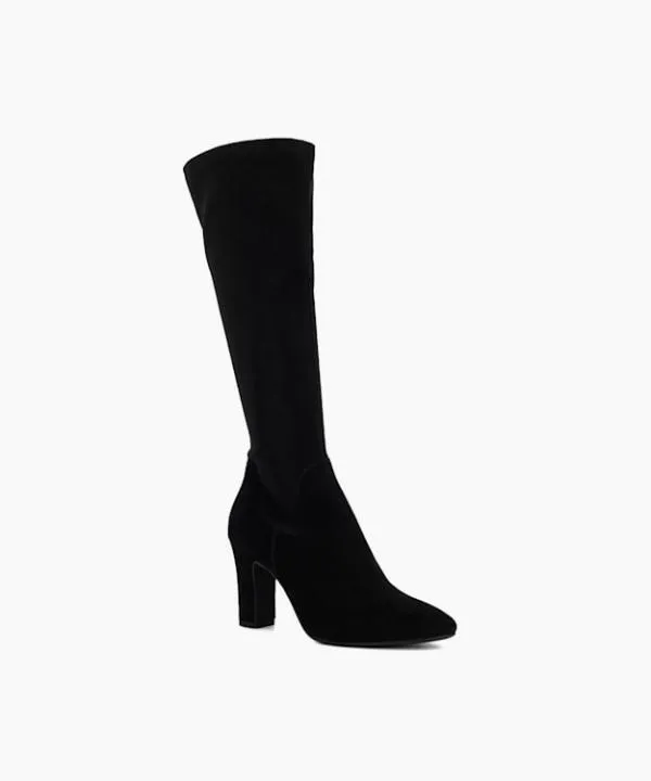 Dune London Knee High Boots Simple Black Almond Toe Block Heel Boots Dune London Black 8211 Women