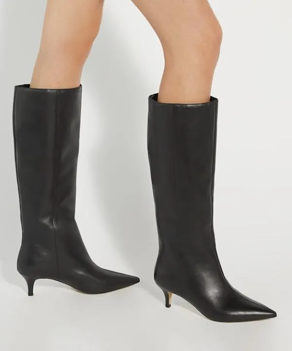 Dune London Knee High Boots Smooth Black Kitten Heeled Leather Knee High Boots Dune London Black 8211 Women Dune London Knee High Boots Smooth Black Kitten Heeled Leather Knee High Boots Dune London Black 8211 Women