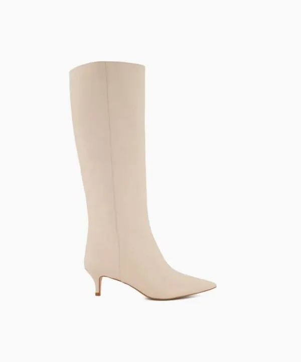 Dune London Knee High Boots Smooth Ecru KittenHeeled Leather KneeHigh Boots Dune London Neutral 8211 Women Dune London Knee High Boots Smooth Ecru KittenHeeled Leather KneeHigh Boots Dune London Neutral 8211 Women