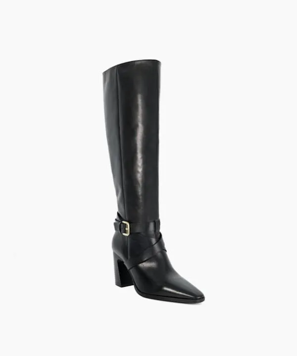 Dune London Knee High Boots Solanna Black Block Heel Knee High Boots Dune London Black Leather 8211 Women