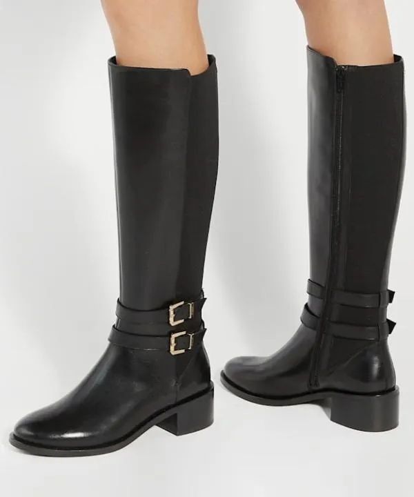 Dune London Knee High Boots Tatter Black Leather Knee High Riding Boots Dune London Black 8211 Women