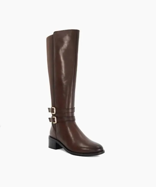 Dune London Knee High Boots Tatter Brown Leather Knee High Riding Boots Dune London Brown 8211 Women