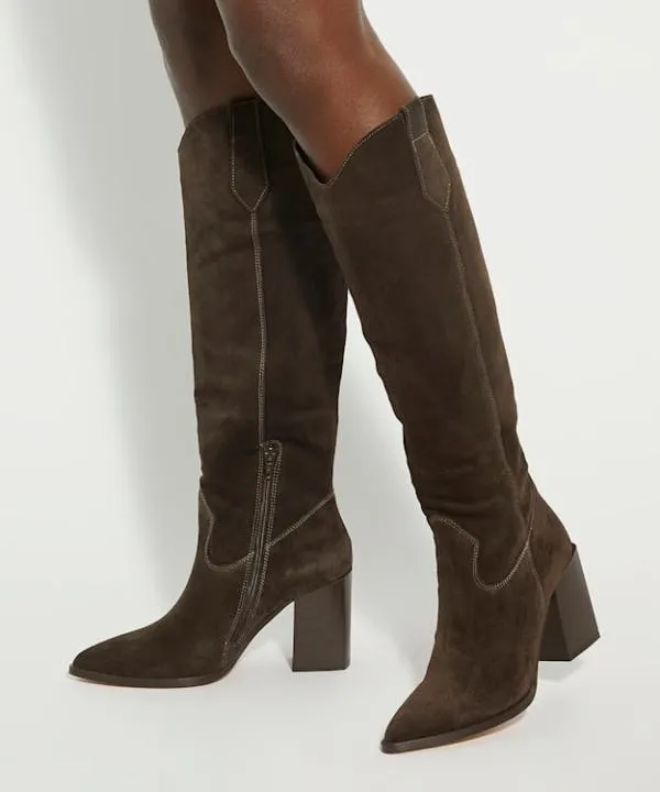 Dune London Knee High Boots Tavern Brown Mid Suede KneeHigh Boots Dune London Brown 8211 Women