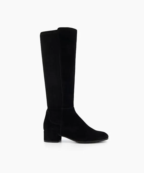 Dune London Knee High Boots Tayla Black Wide Fit Stretch Suede KneeHigh Boots Dune London Black Suede 8211 Women Dune London Knee High Boots Tayla Black Wide Fit Stretch Suede KneeHigh Boots Dune London Black Suede 8211 Women
