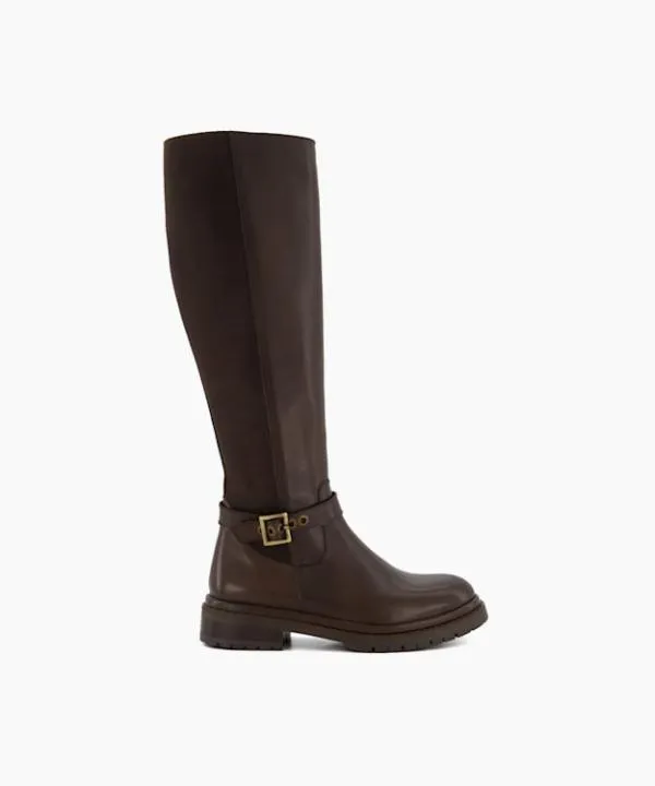 Dune London Knee High Boots Teller Brown BuckleDetail Leather KneeHigh Boots Dune London Brown 8211 Women Dune London Knee High Boots Teller Brown BuckleDetail Leather KneeHigh Boots Dune London Brown 8211 Women