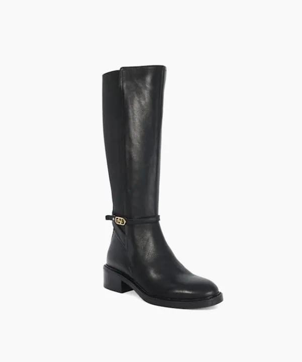 Dune London Knee High Boots Tias Black Branded Buckle Knee High Boots Dune London Black 8211 Women