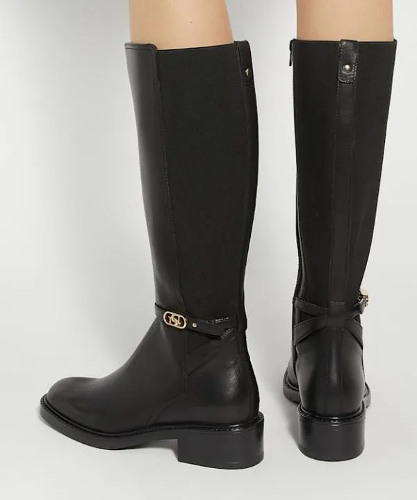 Dune London Knee High Boots Tias Black Branded Buckle Knee High Boots Dune London Black 8211 Women