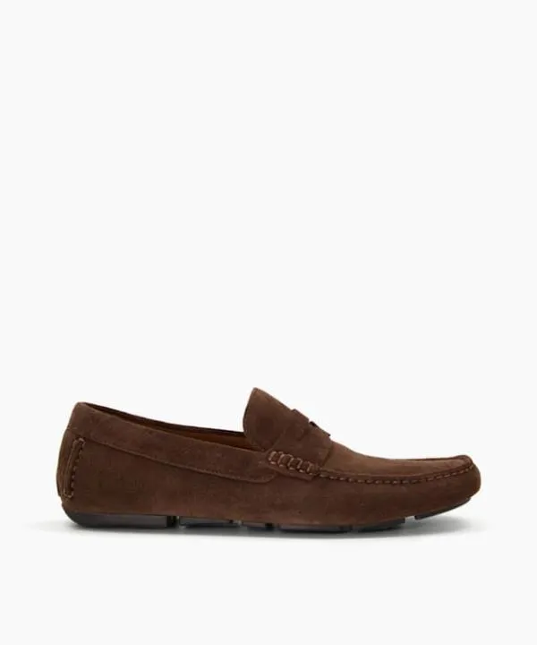 Dune London Loafers Bradlay Brown SquareToe Suede Moccasin Loafers Dune London Brown 8211 Men