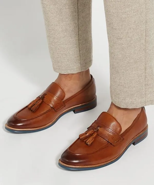 Dune London Loafers Simley Tan Leather Contrast Sole Tassel Loafers Dune London Brown 8211 Men Dune London Loafers Simley Tan Leather Contrast Sole Tassel Loafers Dune London Brown 8211 Men