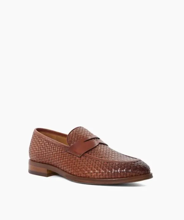 Dune London Smart Shoes Saharas Tan Leather Woven Loafers Dune London Brown 8211 Men