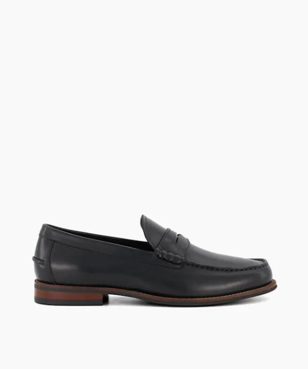 Dune London Smart Shoes Samson Black Leather PennyTrim Loafers Dune London Black 8211 Men