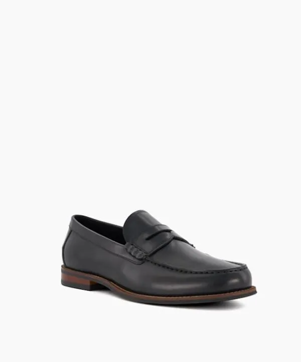 Dune London Smart Shoes Samson Black Leather PennyTrim Loafers Dune London Black 8211 Men