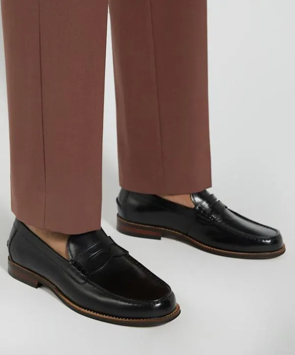 Dune London Smart Shoes Samson Black Leather PennyTrim Loafers Dune London Black 8211 Men