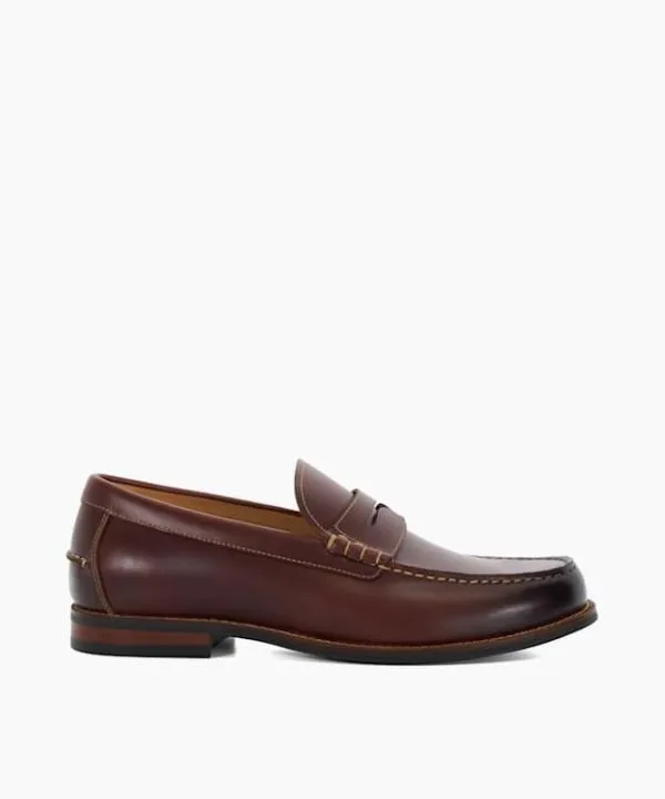 Dune London Smart Shoes Samson Chestnut PennyTrim Loafers Dune London Brown 8211 Men