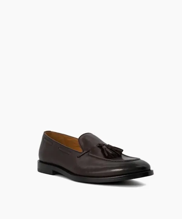Dune London Smart Shoes Sanders Dark Brown Leather Tassel Trimmed Loafers Dune London Brown 8211 Men Dune London Smart Shoes Sanders Dark Brown Leather Tassel Trimmed Loafers Dune London Brown 8211 Men