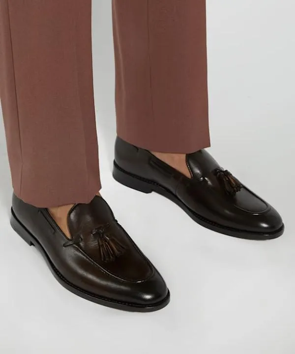 Dune London Smart Shoes Sanders Dark Brown Leather Tassel Trimmed Loafers Dune London Brown 8211 Men Dune London Smart Shoes Sanders Dark Brown Leather Tassel Trimmed Loafers Dune London Brown 8211 Men