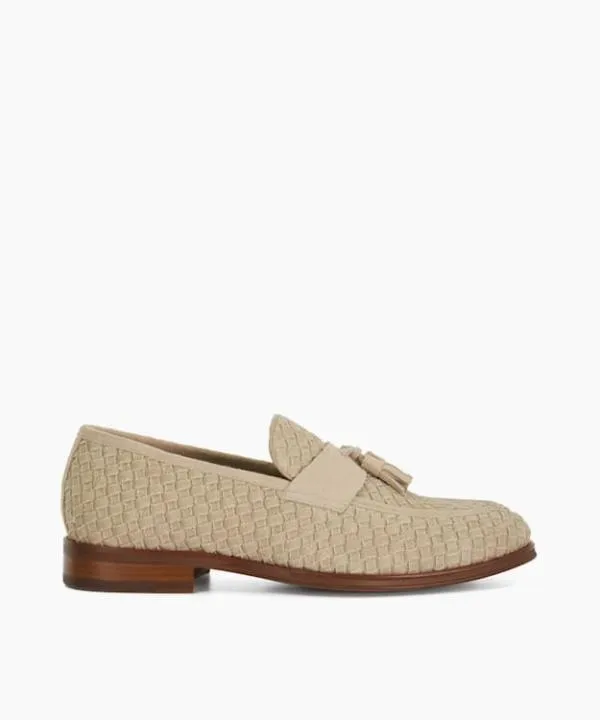 Dune London Smart Shoes Sevilles Beige Woven Tassel Slip On Loafers Dune London Neutral 8211 Men