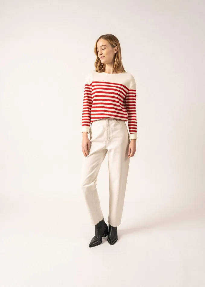 Ecrins Striped Sweater In Soft Wool Ivoryred Women Saint James Aw24