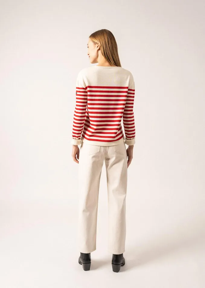 Ecrins Striped Sweater In Soft Wool Ivoryred Women Saint James Aw24