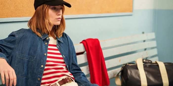 Ecrins Striped Sweater In Soft Wool Ivoryred Women Saint James Aw24