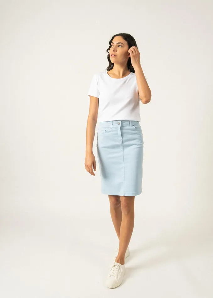 Elfy Stretch Straight Skirt In Colorful Denim Lightblue Women Saint James Dresses Skirts and Pants Elfy Stretch Straight Skirt In Colorful Denim Lightblue Women Saint James Dresses Skirts and Pants
