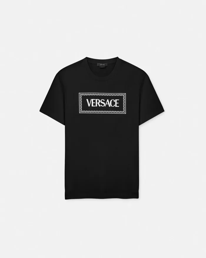 Embroidered 03990s Vintage Logo TShirt Black Men Versace TShirts and Polos