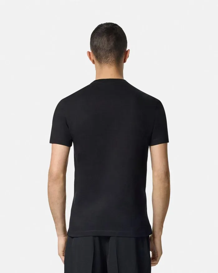Embroidered 03990s Vintage Logo TShirt Black Men Versace TShirts and Polos