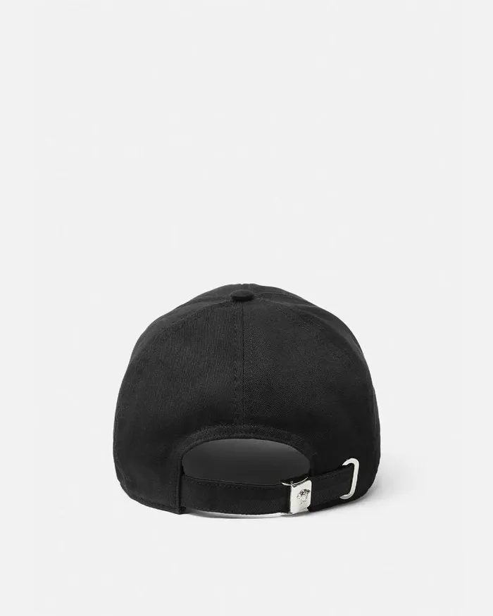 Embroidered Logo Baseball Cap Blackgold WomenMen Versace Hats and Caps