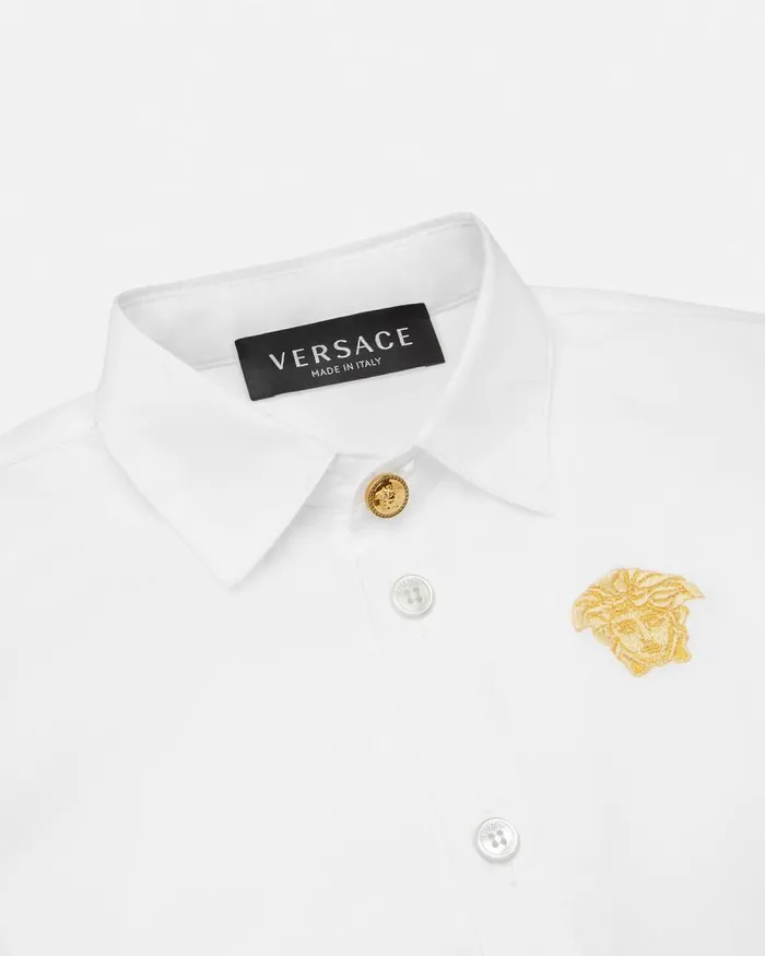 Embroidered Medusa Baby Shirt Whiteprint Children Versace Clothing