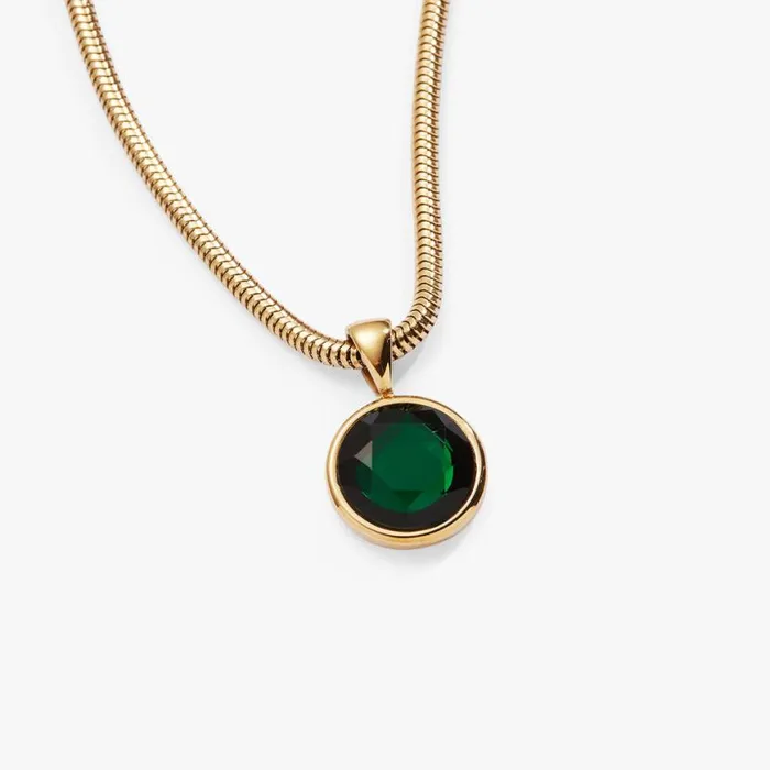 Emerald Crystal Necklace Stainless Steel Gold Women Alex And Ani Luck Prosperity