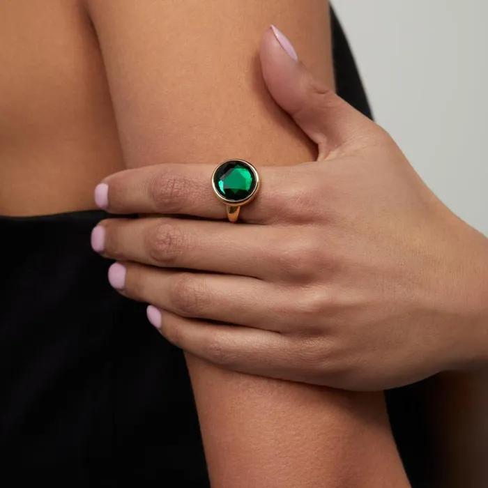Emerald Crystal Ring Stainless Steel Gold Women Alex And Ani Anniversary Emerald Crystal Ring Stainless Steel Gold Women Alex And Ani Anniversary
