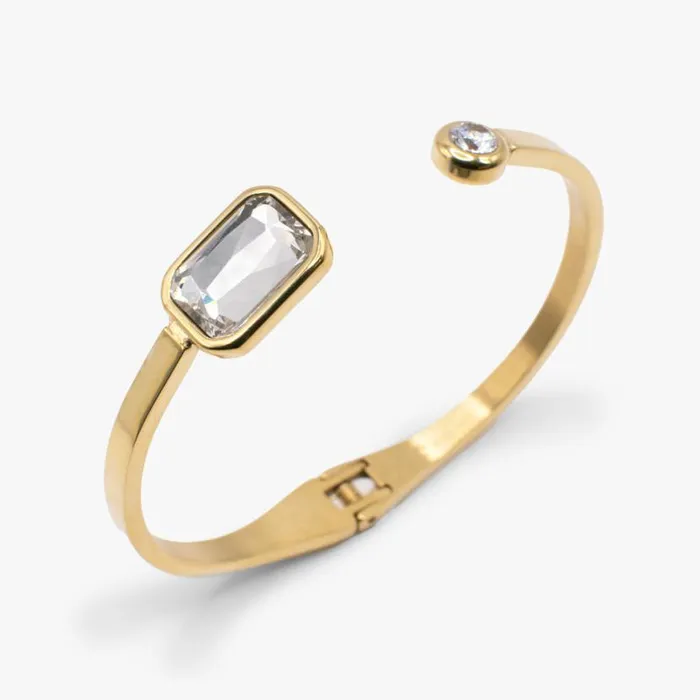 Emerald Cut Crystal Hinge Cuff Bracelet Stainless Steel Gold Women Alex And Ani Easter Emerald Cut Crystal Hinge Cuff Bracelet Stainless Steel Gold Women Alex And Ani Easter