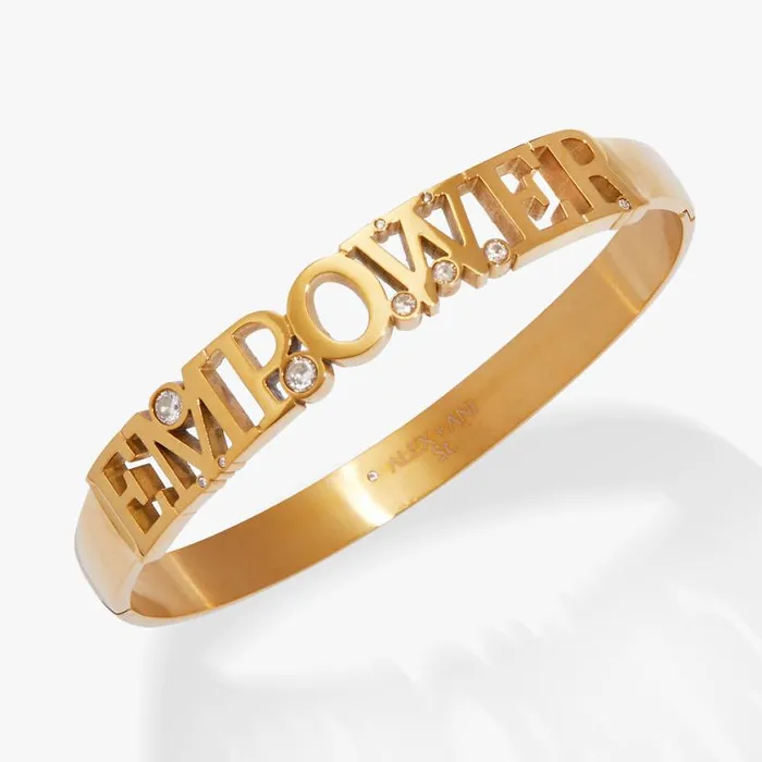 Empower Hinge Bracelet Stainless Steel Gold Women Alex And Ani Graduation