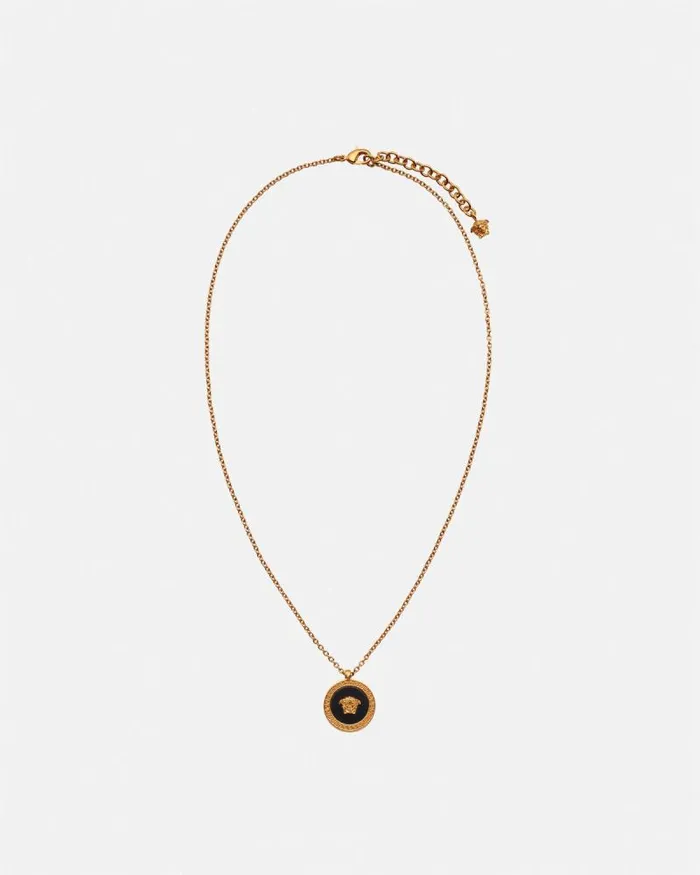 Enamel Medusa Necklace Blackgold WomenMen Versace Necklaces
