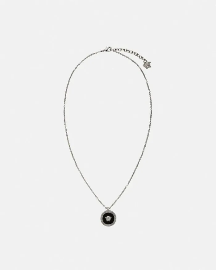 Enamel Medusa Necklace Silver WomenMen Versace Necklaces