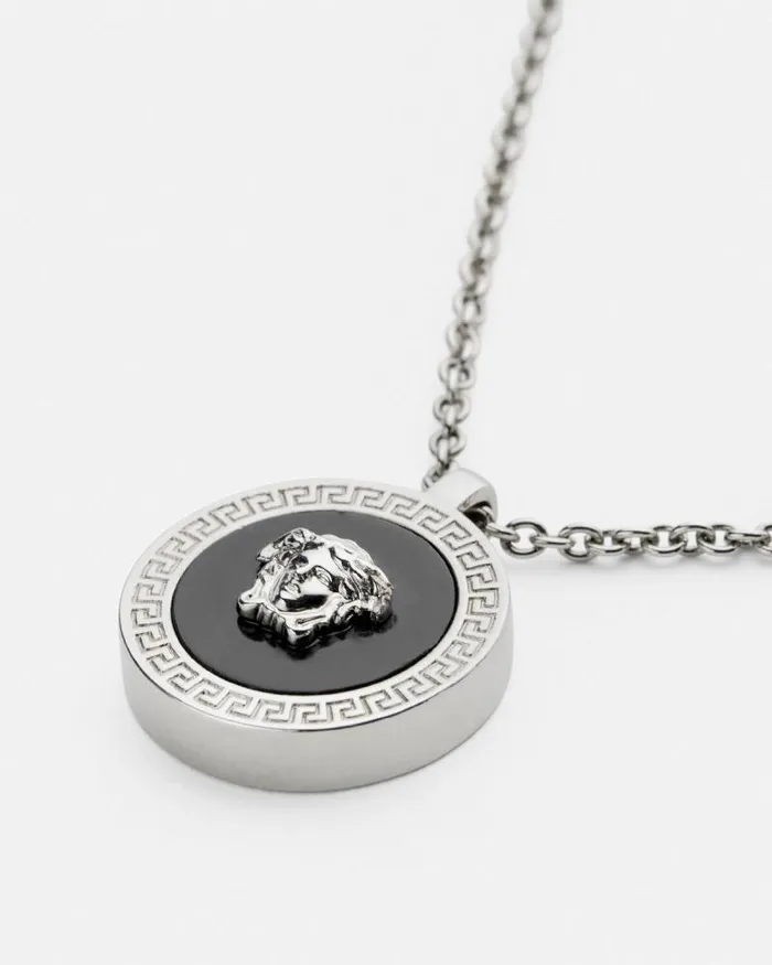Enamel Medusa Necklace Silver WomenMen Versace Necklaces