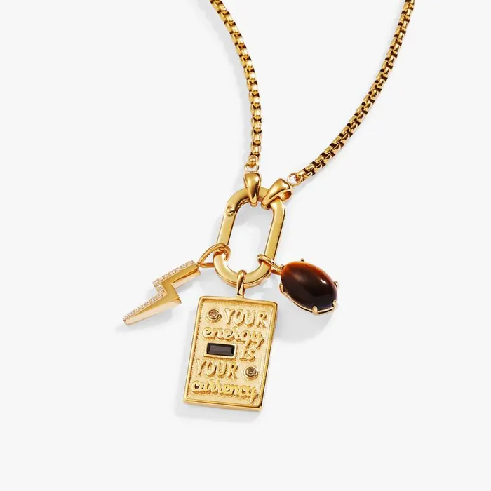 Energy Trio Interchangeable Charm Necklace Stainless Steel Gold Women Alex And Ani Interchangeable Starter Set