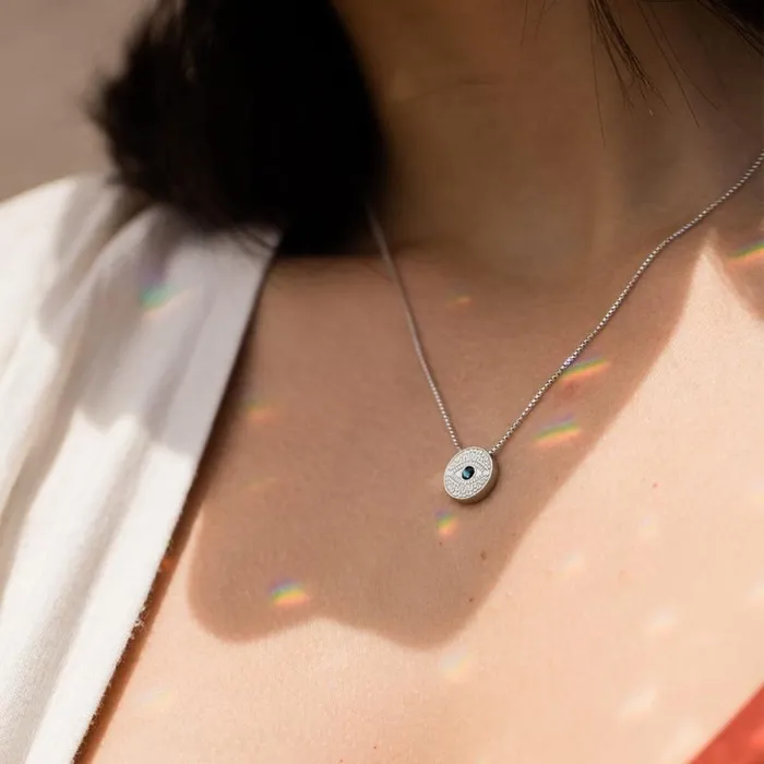 Evil Eye Crystal Charm Necklace Sterling Silver Women Alex And Ani Fine Jewelry