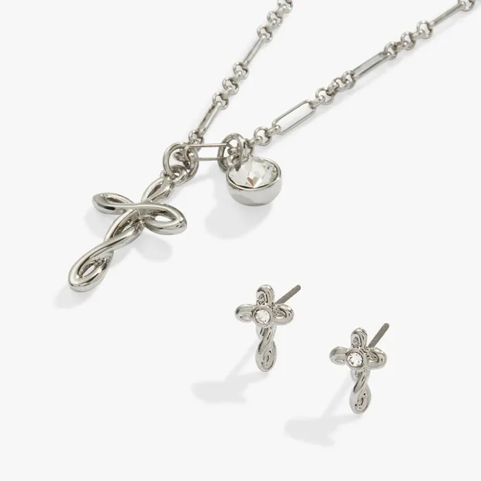 Faith Charm Necklace And Stud Earring Set Silver Women Alex And Ani Spiritual Religious Faith Charm Necklace And Stud Earring Set Silver Women Alex And Ani Spiritual Religious