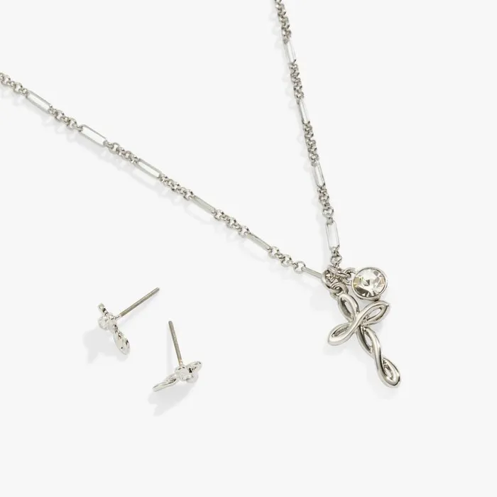 Faith Charm Necklace And Stud Earring Set Silver Women Alex And Ani Spiritual Religious Faith Charm Necklace And Stud Earring Set Silver Women Alex And Ani Spiritual Religious