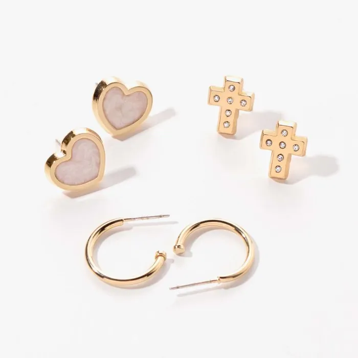 Faith Love Earrings Set Of 3 Gold Women Alex And Ani Anniversary
