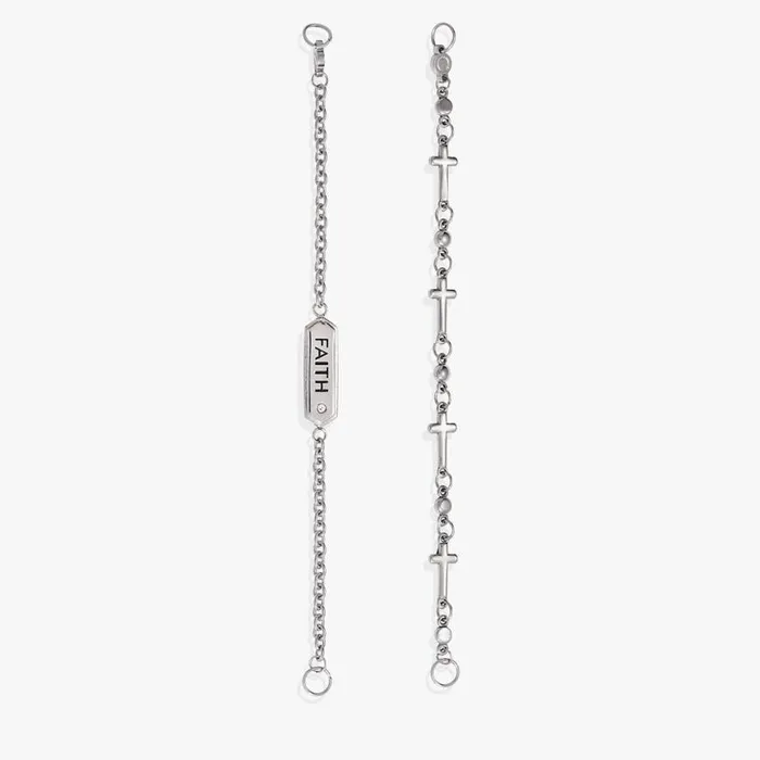 Faith Stranded Bracelet Set Stainless Steel Silver Women Alex And Ani Easter Faith Stranded Bracelet Set Stainless Steel Silver Women Alex And Ani Easter