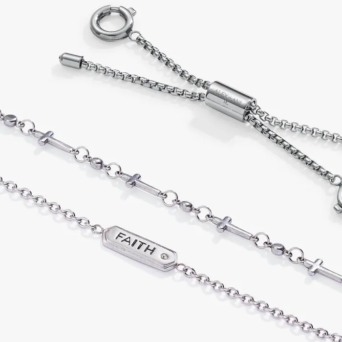 Faith Stranded Bracelet Set Stainless Steel Silver Women Alex And Ani Easter Faith Stranded Bracelet Set Stainless Steel Silver Women Alex And Ani Easter