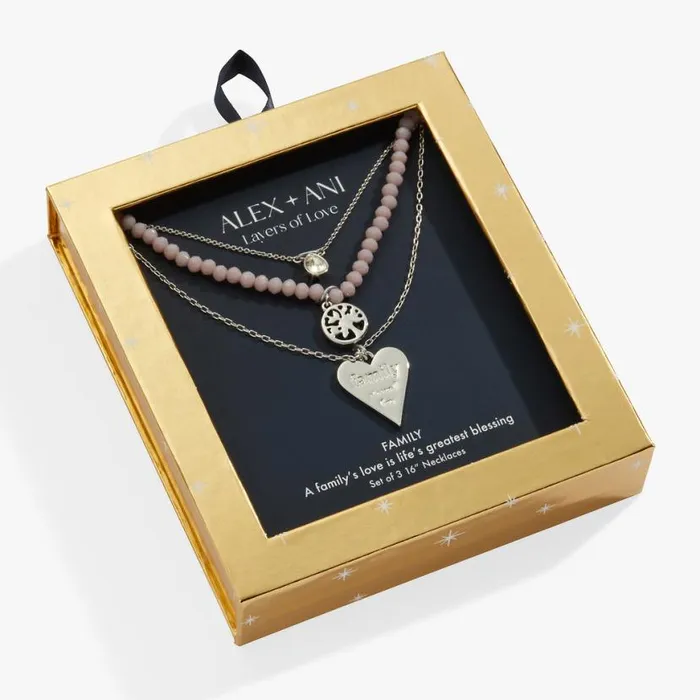 Family Layered Necklace Set Silver Women Alex And Ani Jewelry Sets