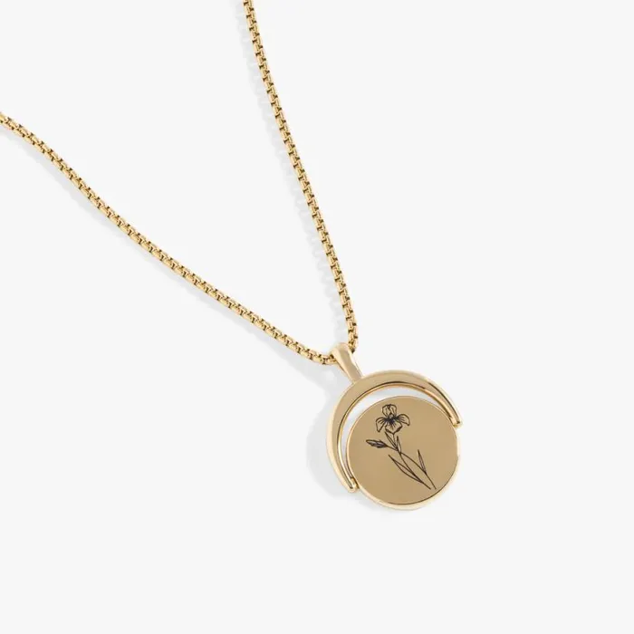 February Birthstone And Flower Flip Charm Necklace Stainless Steel Gold Women Alex And Ani Birthday February Birthstone And Flower Flip Charm Necklace Stainless Steel Gold Women Alex And Ani Birthday
