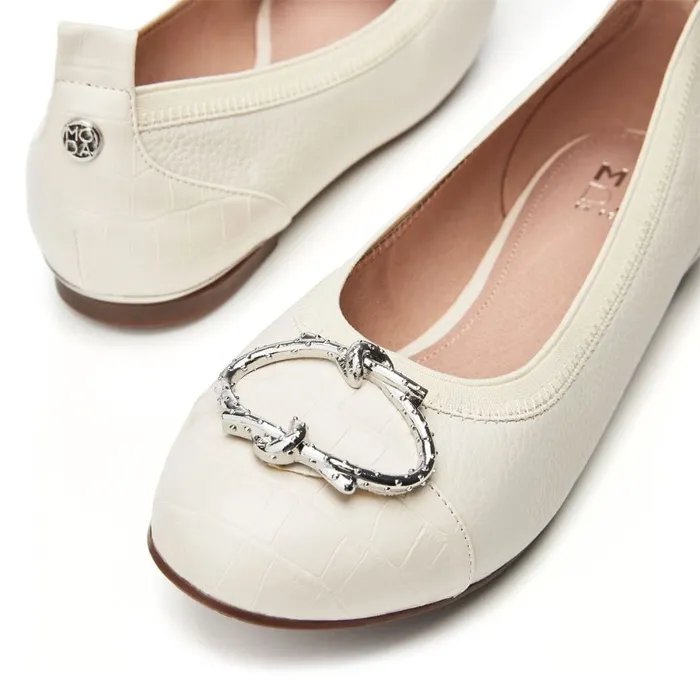 Flat And Ballerina Shoes Women Moda In Pelle Fairy Off White Leather