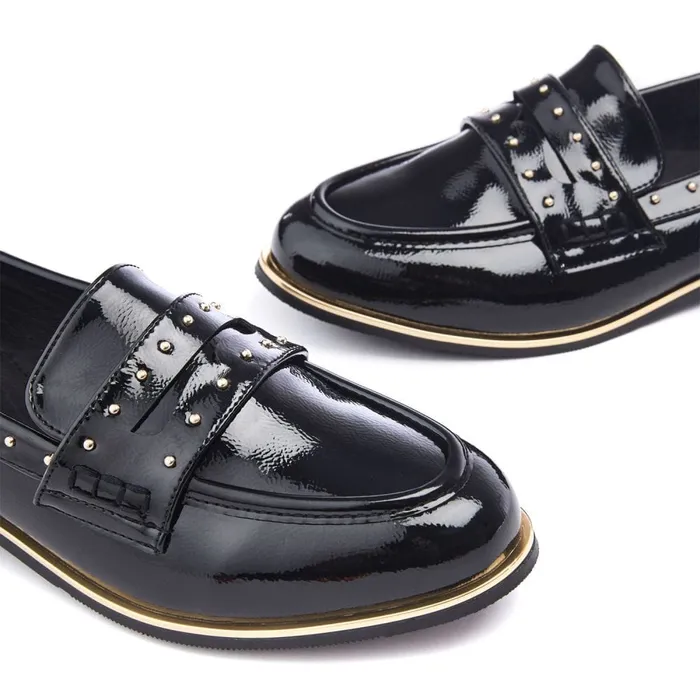 Flat And Ballerina Shoes Women Moda In Pelle Favor Black Patent