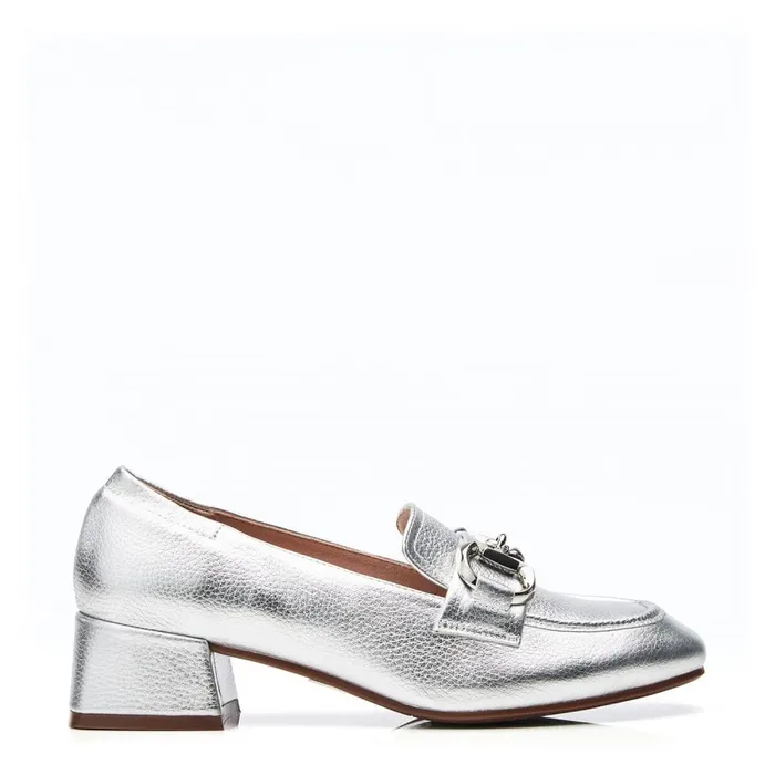Flat And Ballerina Shoes Women Moda In Pelle Fenet Silver Metallic Leather