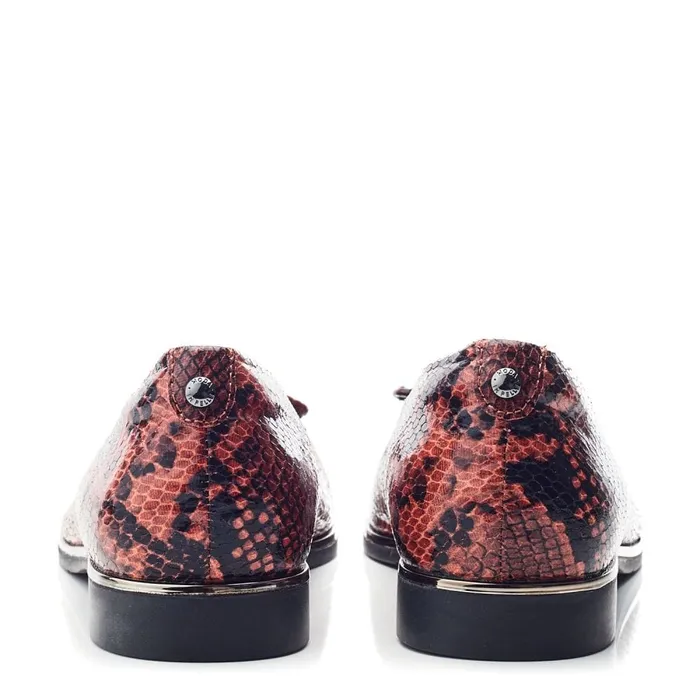 Flat And Ballerina Shoes Women Moda In Pelle Fronton Orange Snake Print